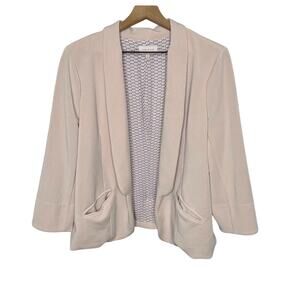 SKIES ARE BLUE Women's XL Hannah Modal Scuba Open Knit Blazer Blush Pink Lined